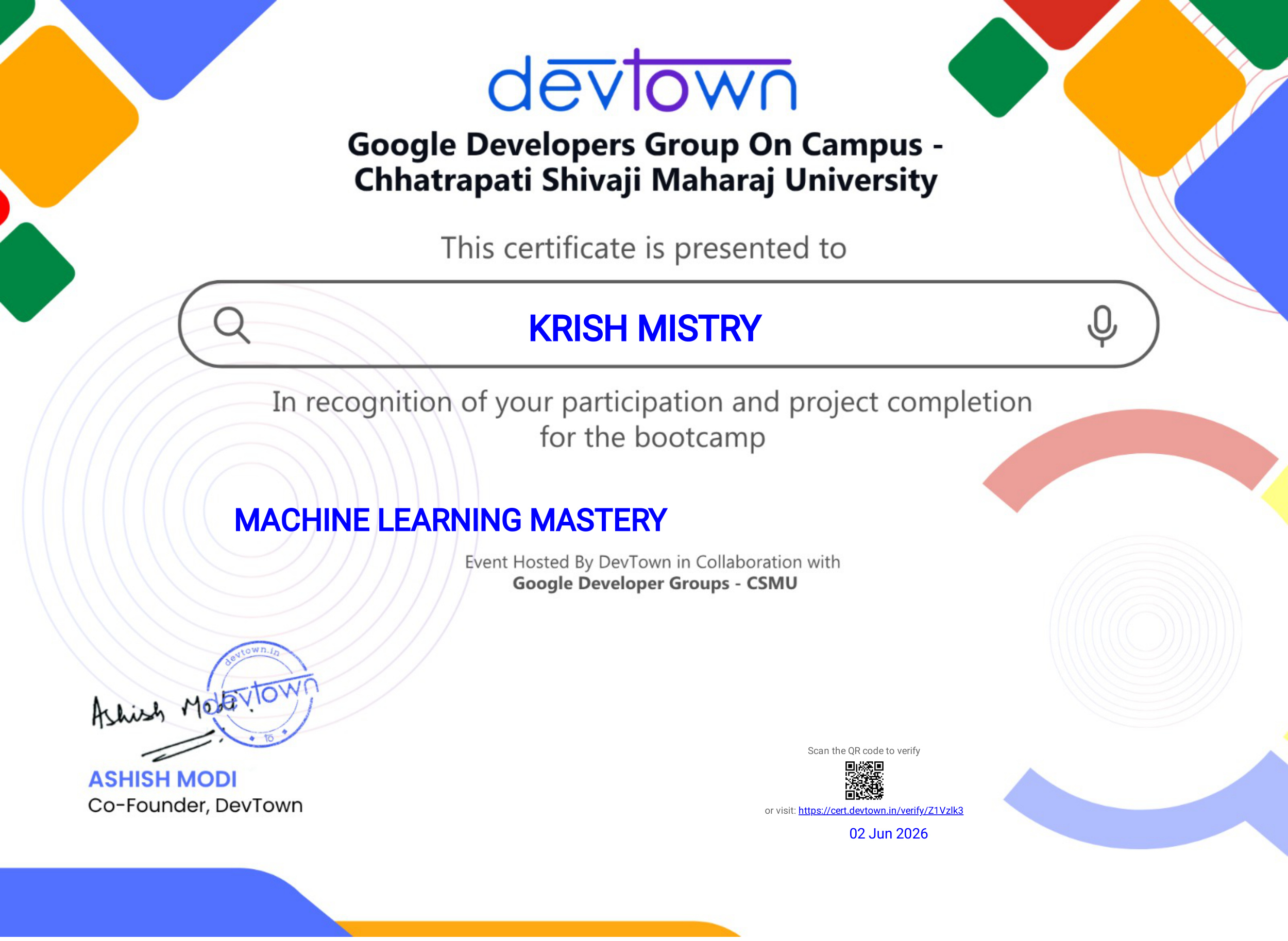 Krish Hitendra Mistry — Full Stack Developer