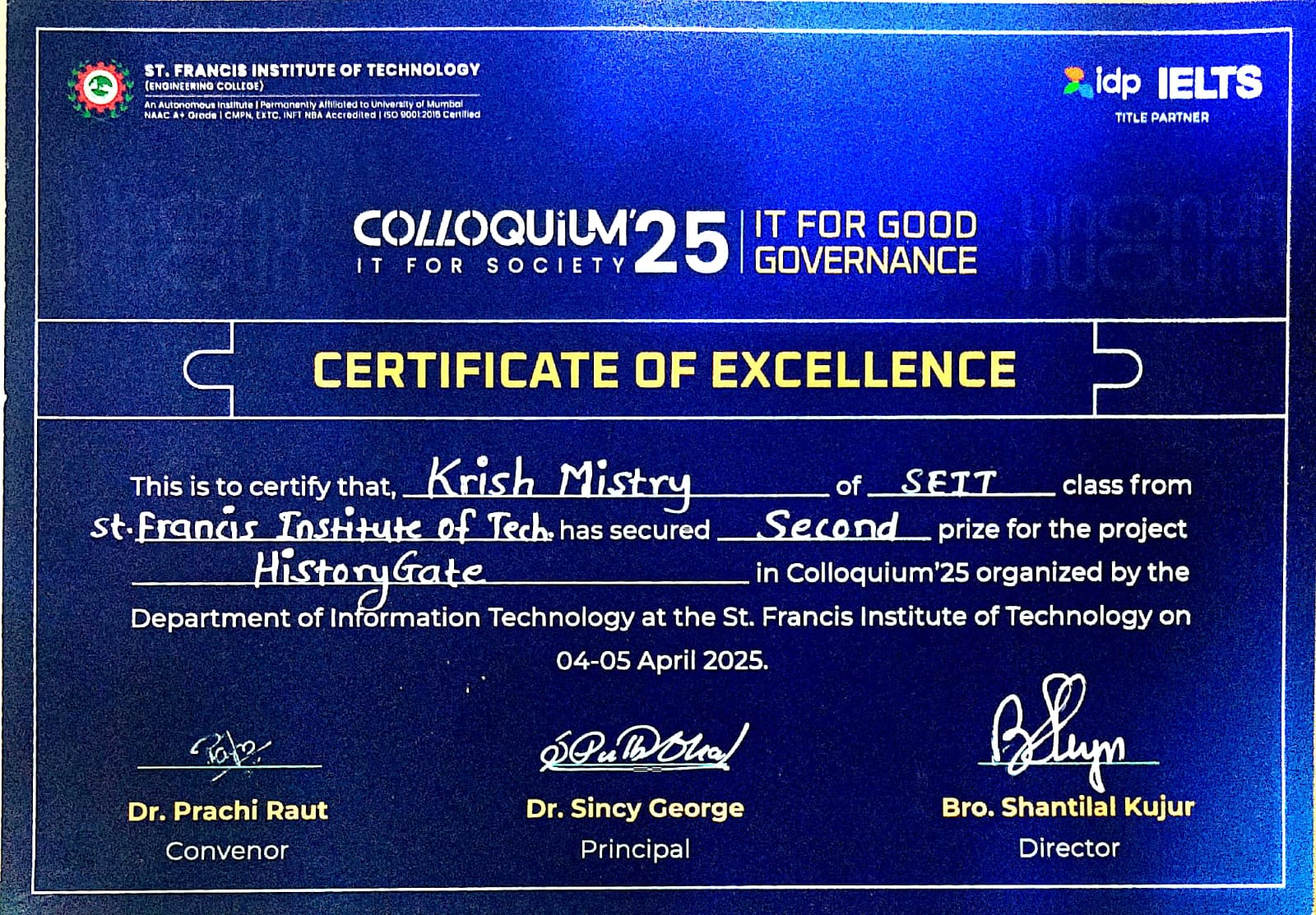 Colloquium Certificate