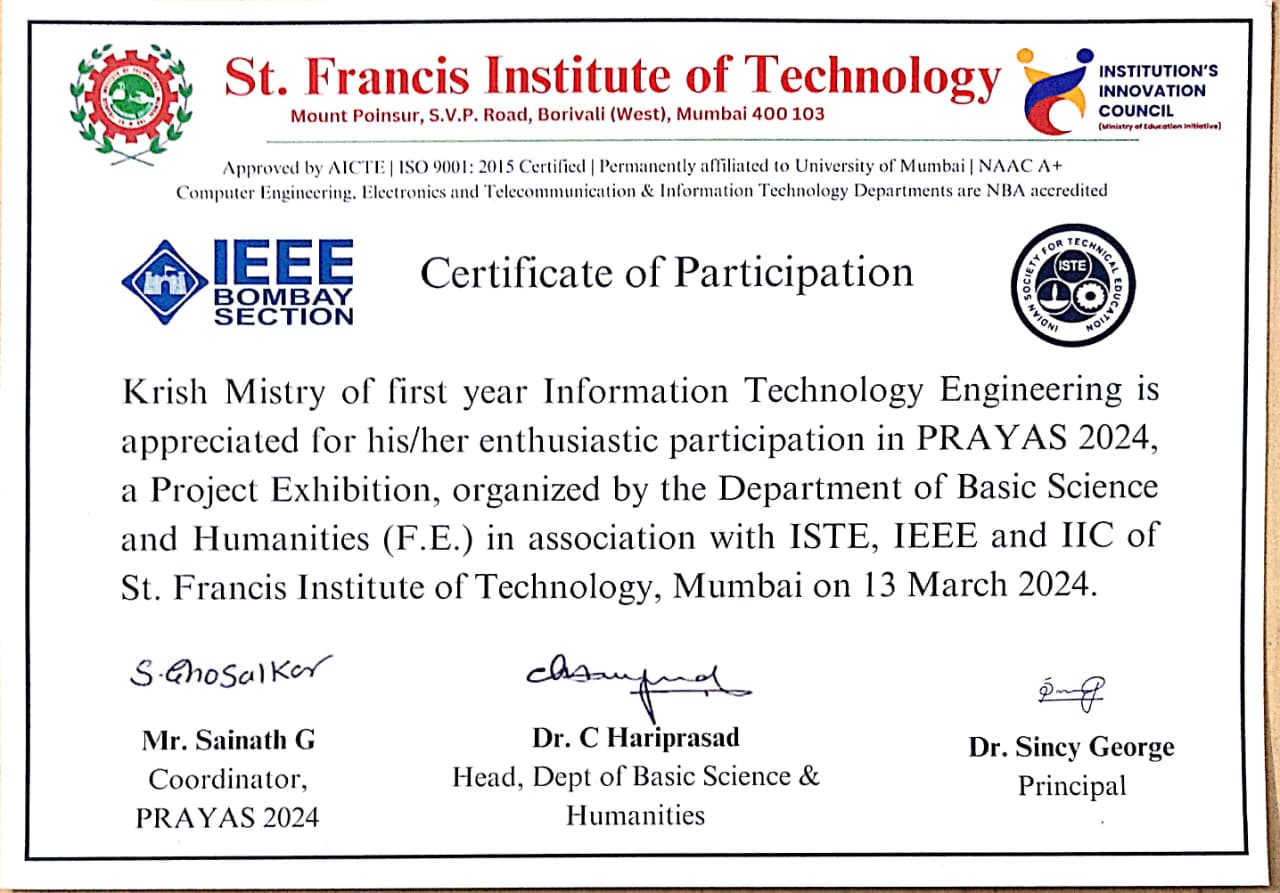 Prayas Certificate